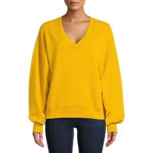 Time And Tru Women's Yellow Mustard V-Neck Sweater Size M (8-10)